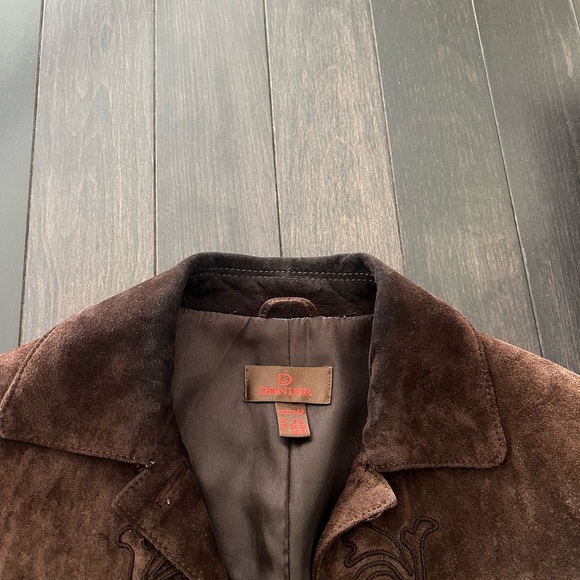 Brown Suede Long Coat with Embroidered Detail - Picture 4 of 4